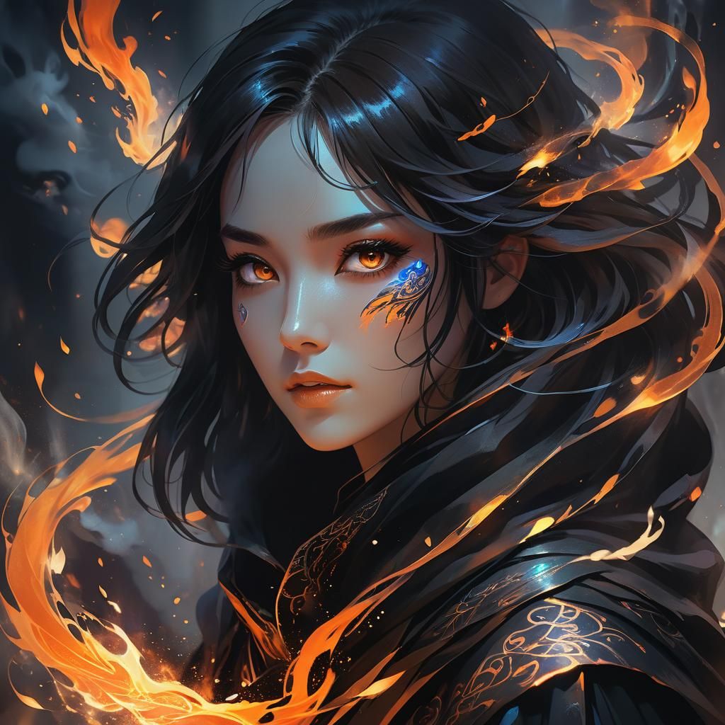 Dark Fantasy: Young Mage with Iridescent Skin