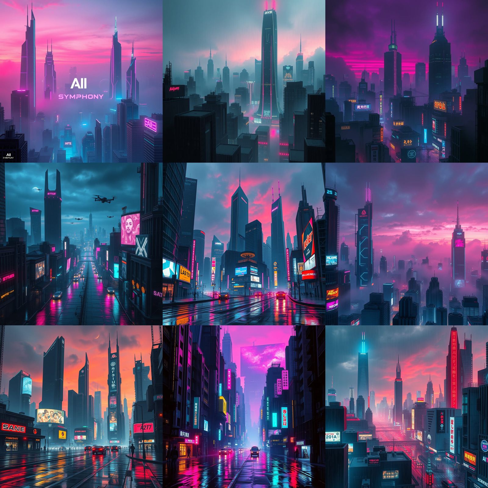 Cyberpunk 2099 Neon Cityscape in Blade Runner Style