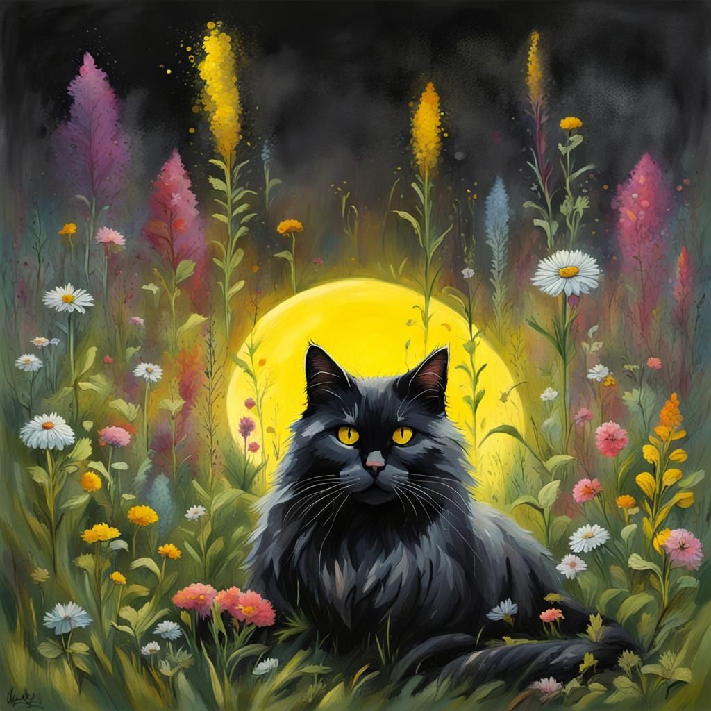 Black Cat in Graffiti Street Art Style