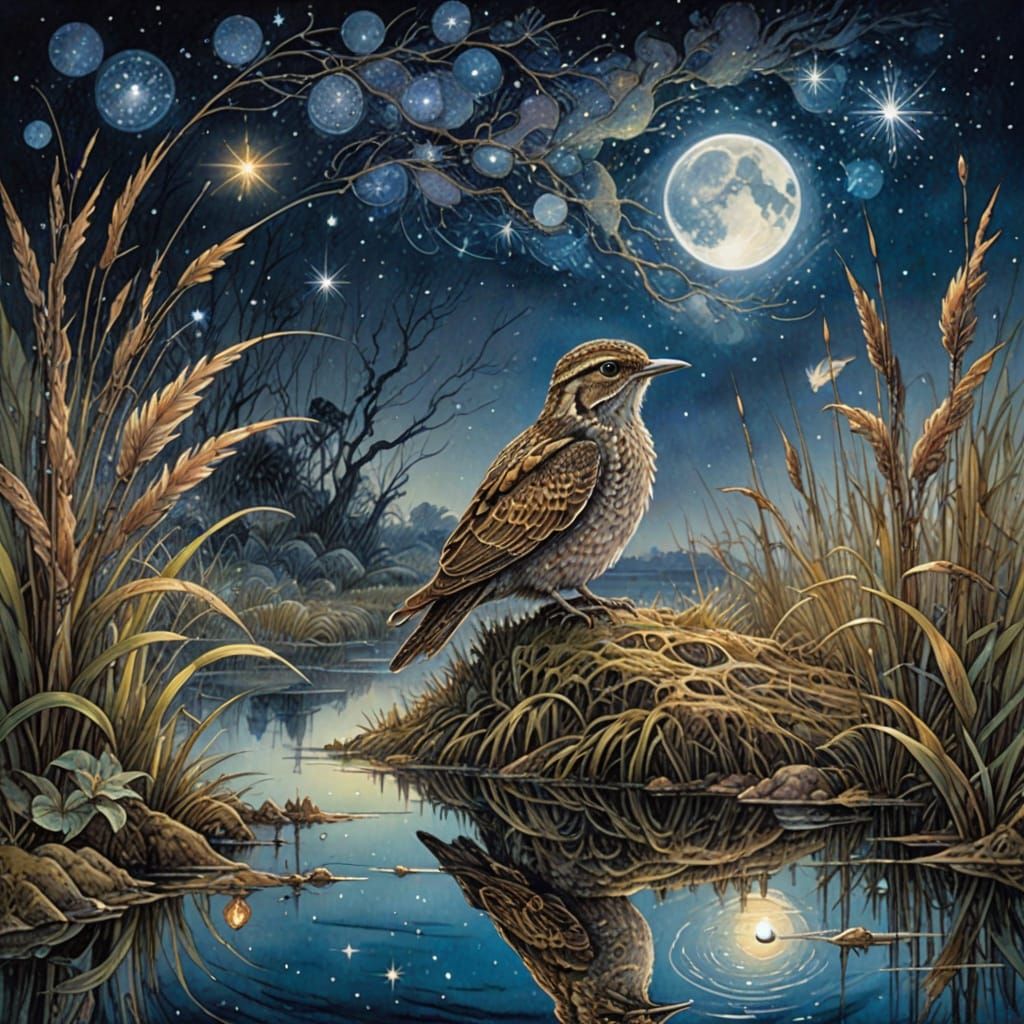 Whispering Nightjar Under Starlit Marsh