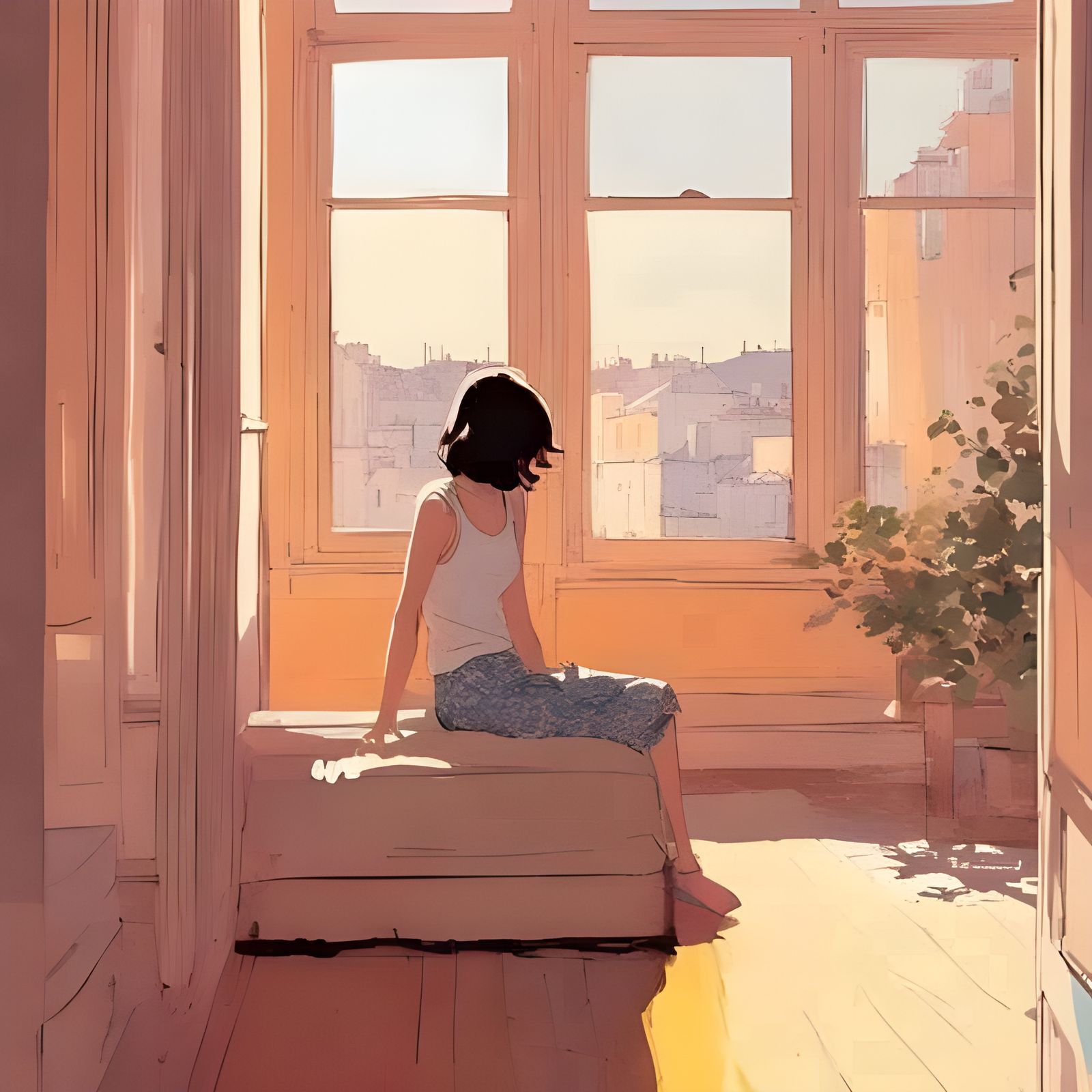 Paris Heatwave: Woman and Cat in Pop Art Style