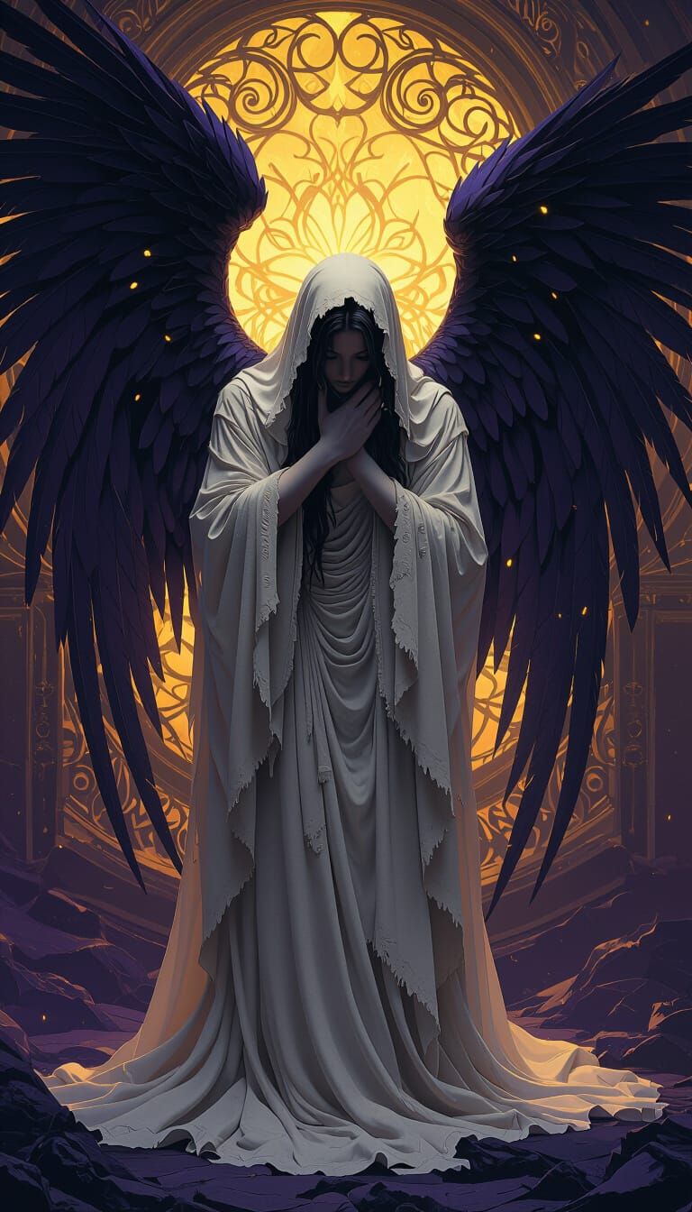 Grieving Angel in Dark Fantasy Style
