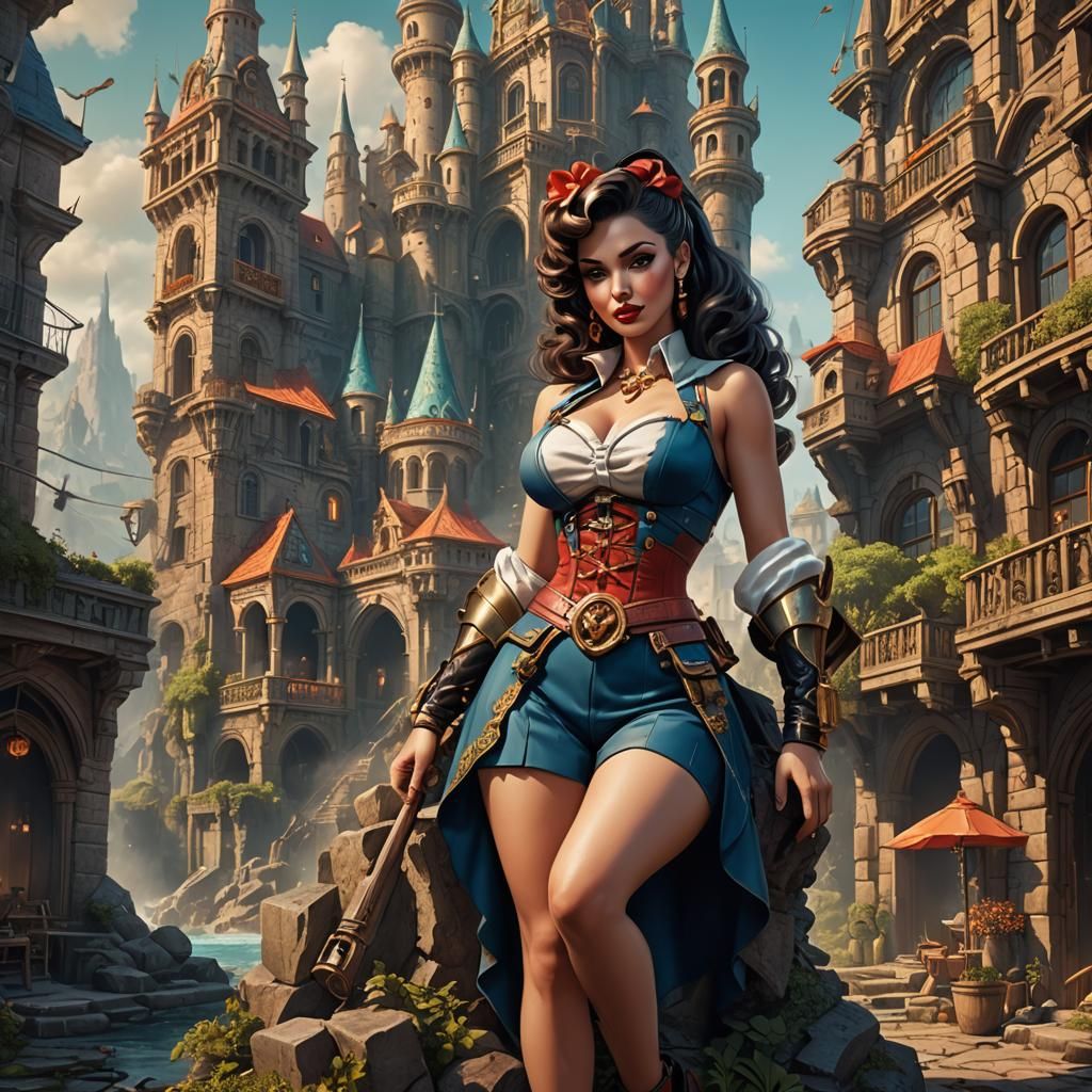 Blonde Pin-Up: Detailed Fantasy Concept Art