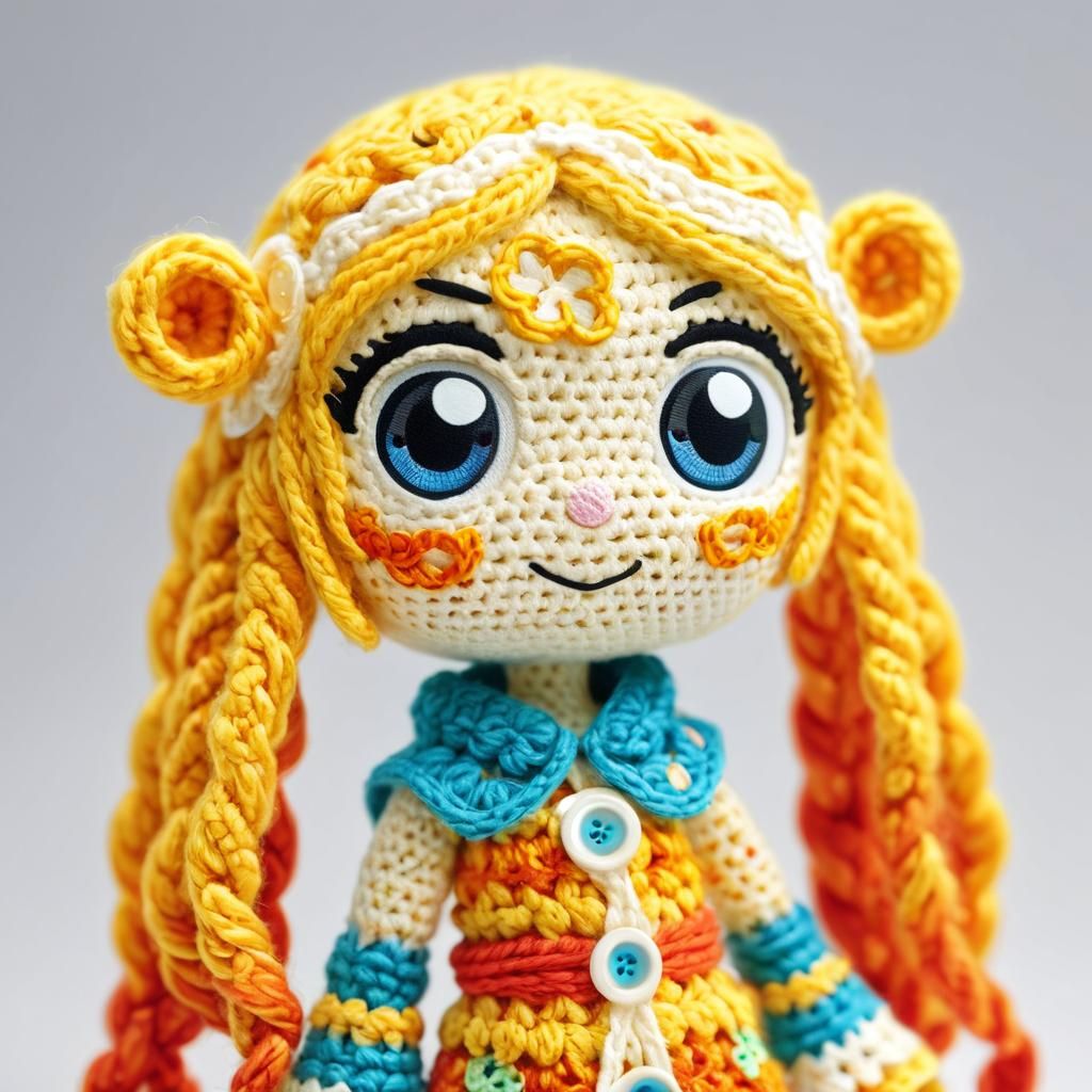 Crochet Anime Figurine in Pastel Colors