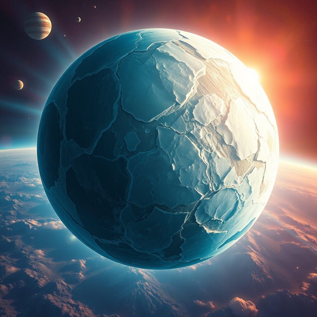 Gigantic Ice Planet in Deep Space with Nickel Rays