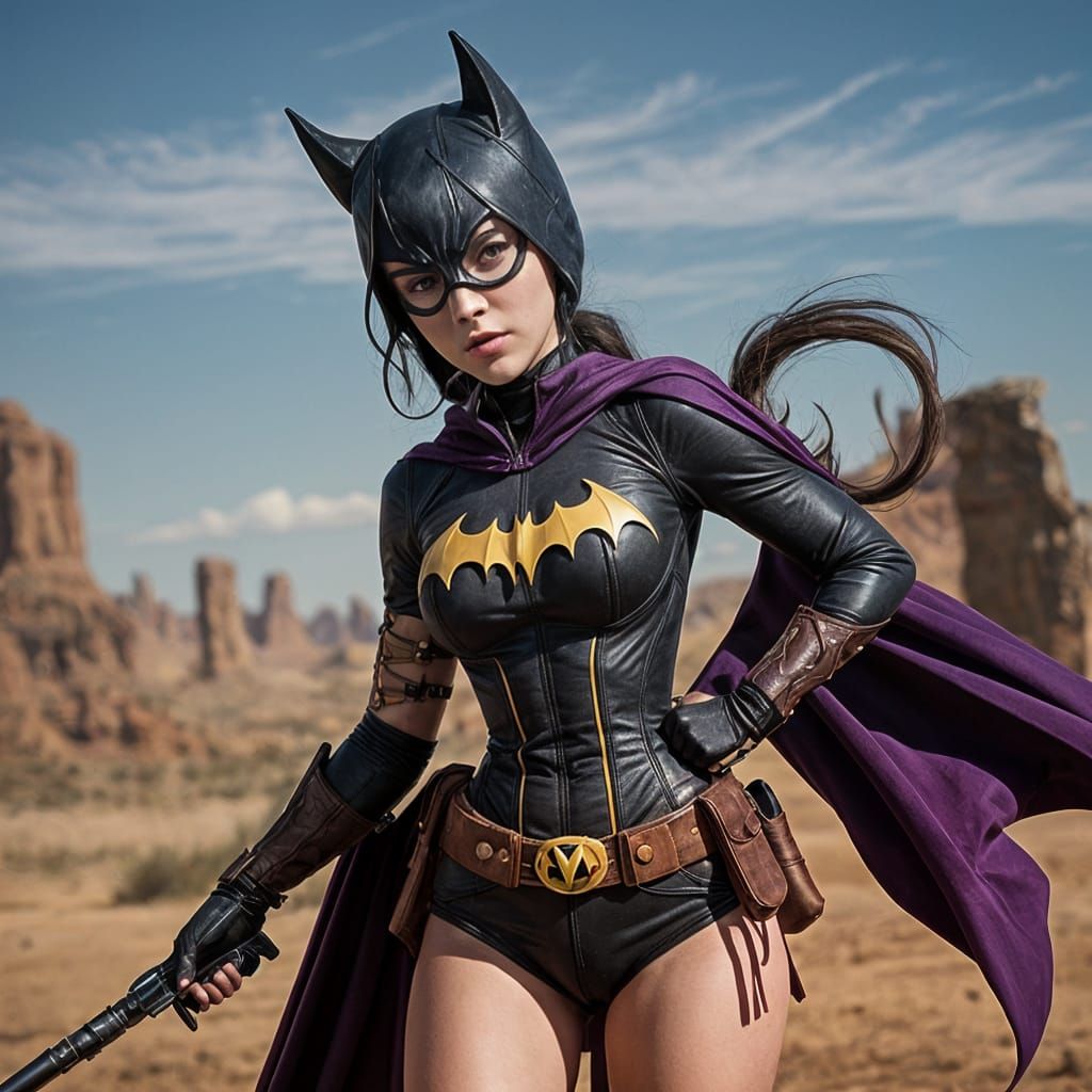 Wild West Batgirl in Elegant Cowboy Attire