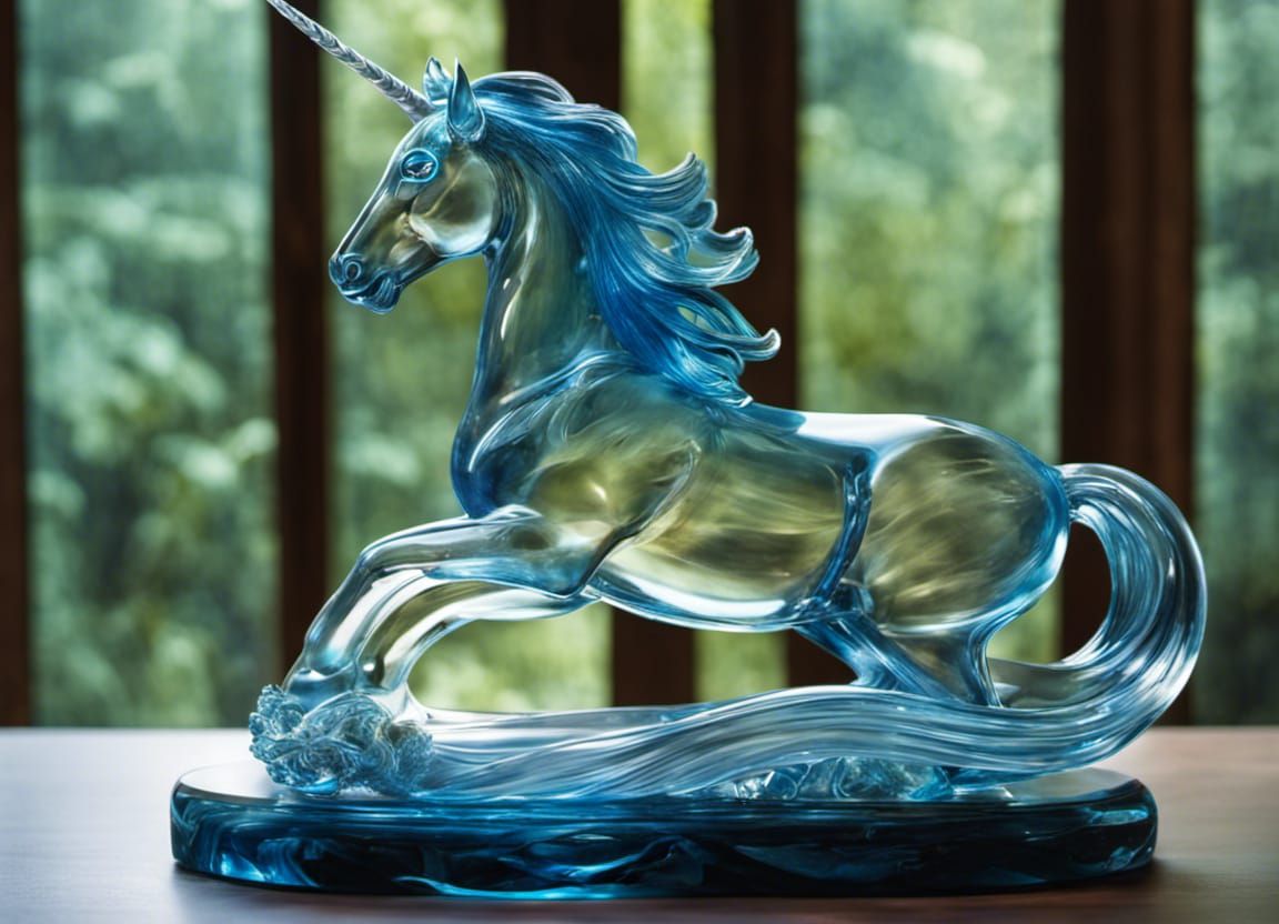 Blown Glass Unicorn with Colorful Wings