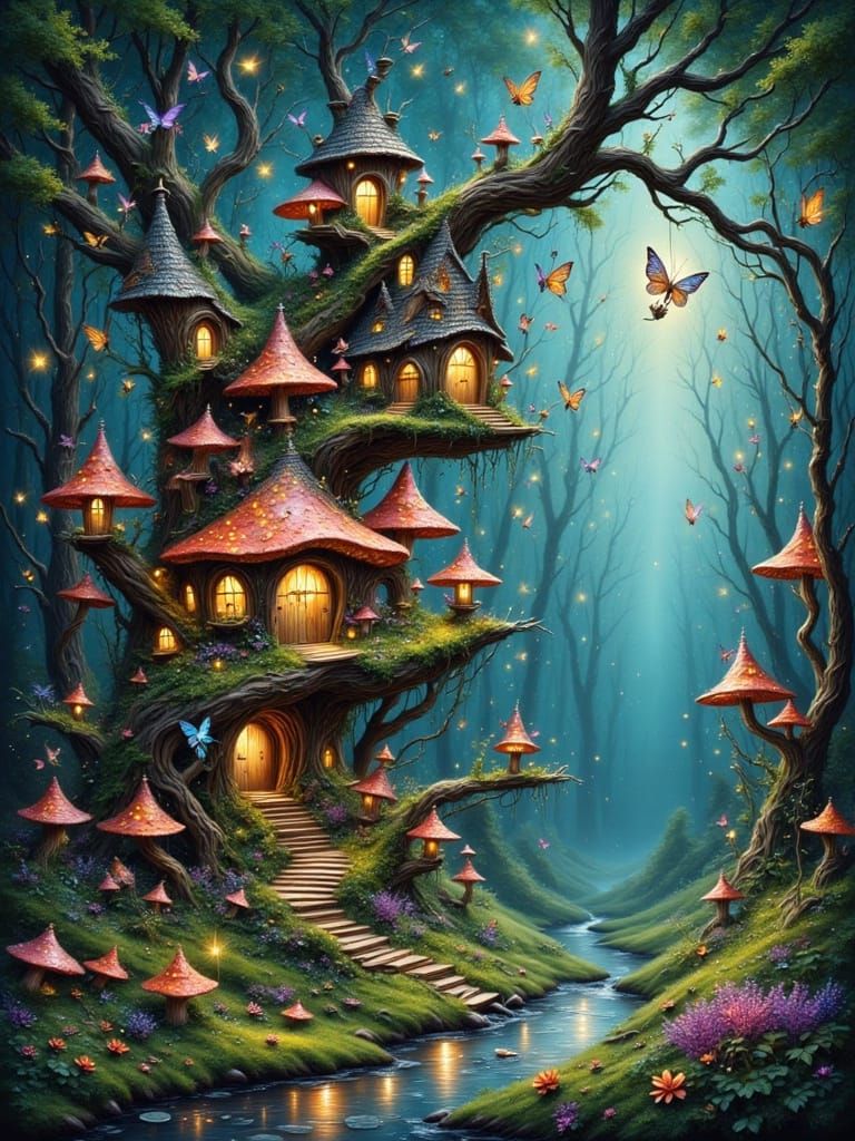 Enchanted Whimsy: A Fairy Treehouse in Fantasy Forest