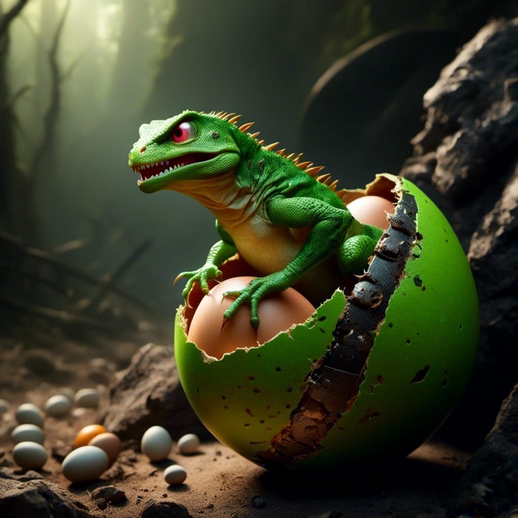 Angry Gecko Emerges from Egg