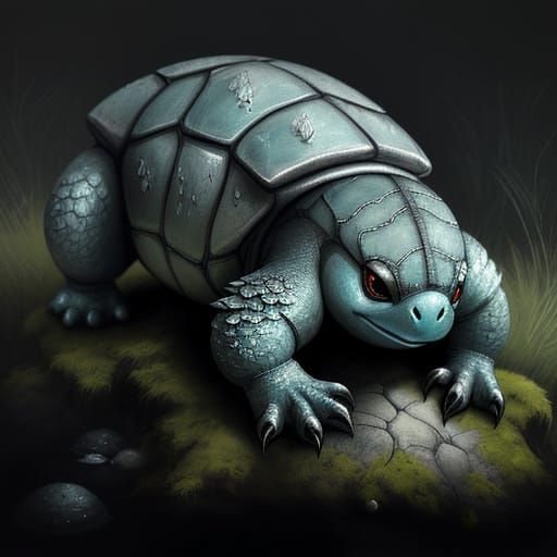 Charcoal Masterpiece of a Resting Squirtle