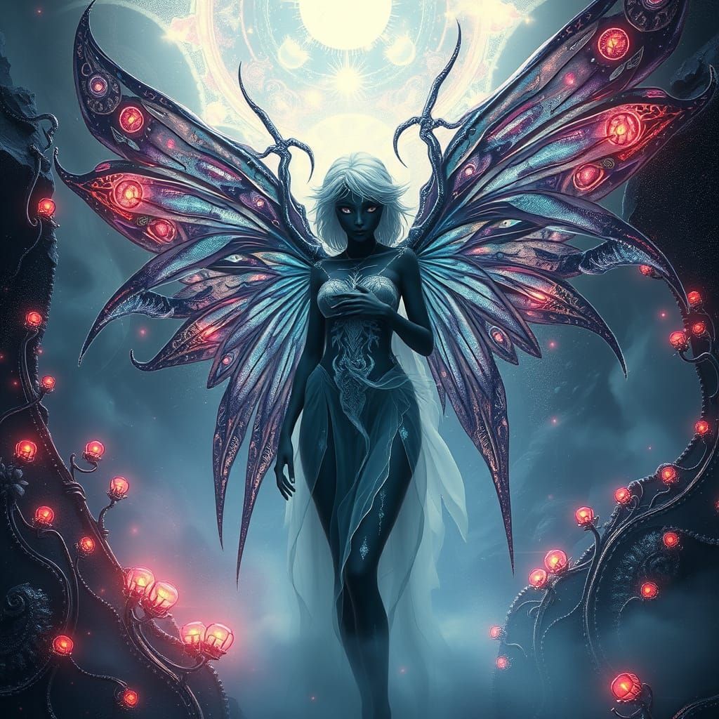 Ethereal Black Fairy Amidst Astral Visions