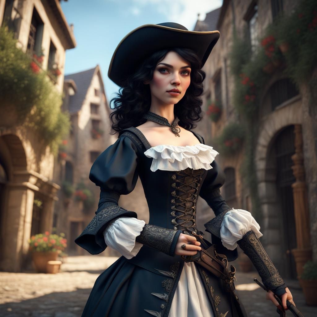 Porcelain Doll Musketeer in Detailed Matte Painting