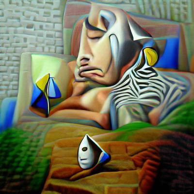 Abstract Portrait in Cubist Oil Painting Style
