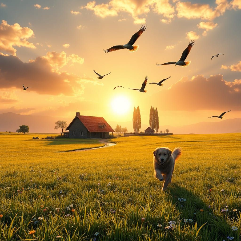 Vibrant Sunrise Scene in Unreal Engine 5 Style