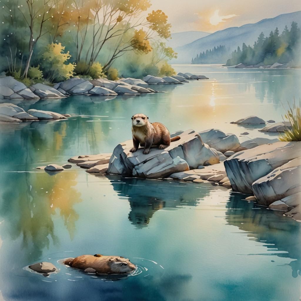 Otter Rock Sunset: Watercolor Painting