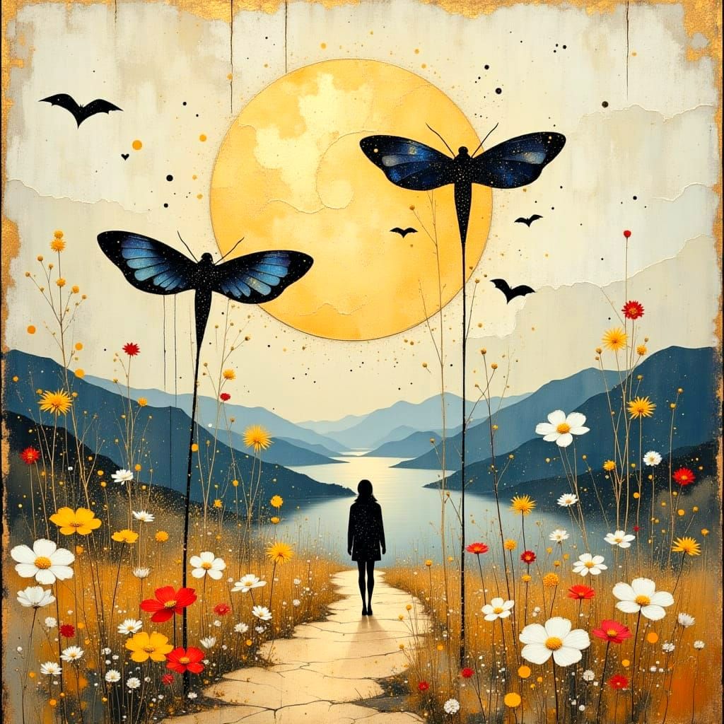 Surreal Whimsical Landscape of Freedom and Joy