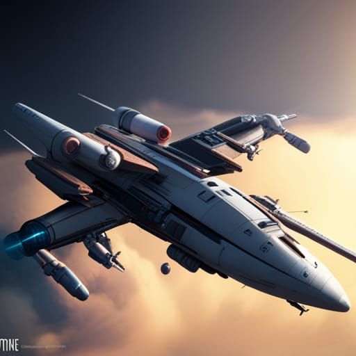 Sci-Fi Gunship Spaceship in Cel-Shaded Style