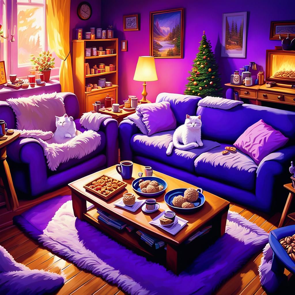 Cozy Couple Snuggled in Warm, Intimate Living Room