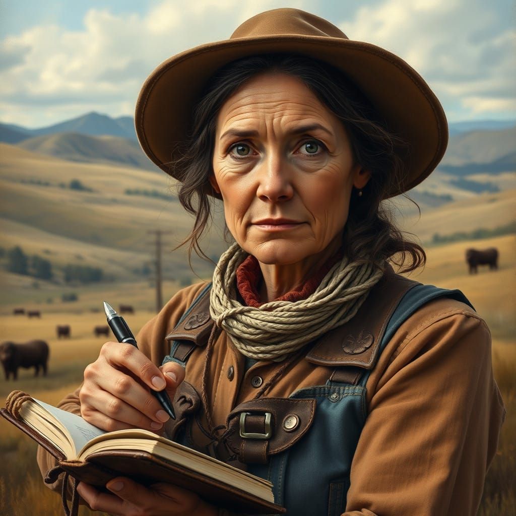 Frontier Homesteader Woman in Earthy Tones