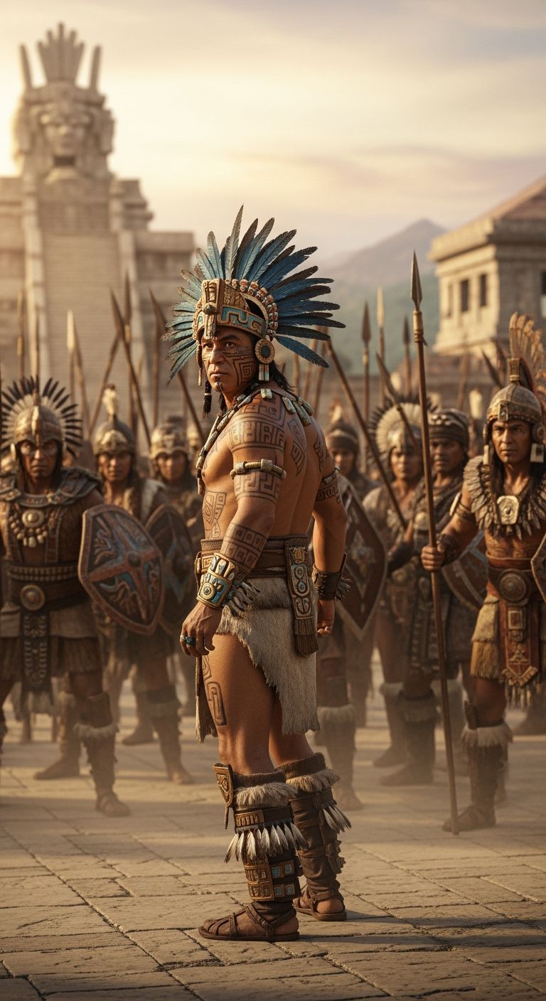 Moctezuma Prepares Aztec Warriors For Battle