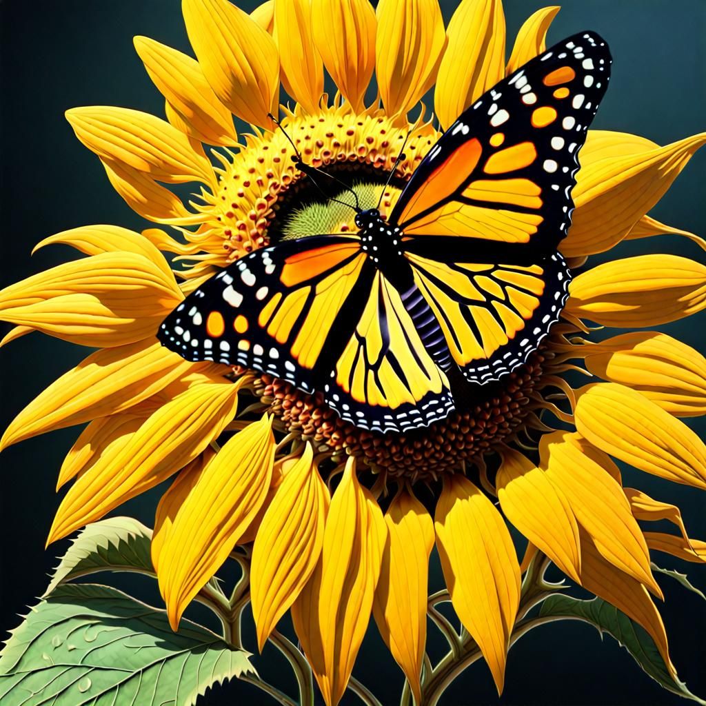 Monarch Butterfly on Vivid Yellow Sunflower