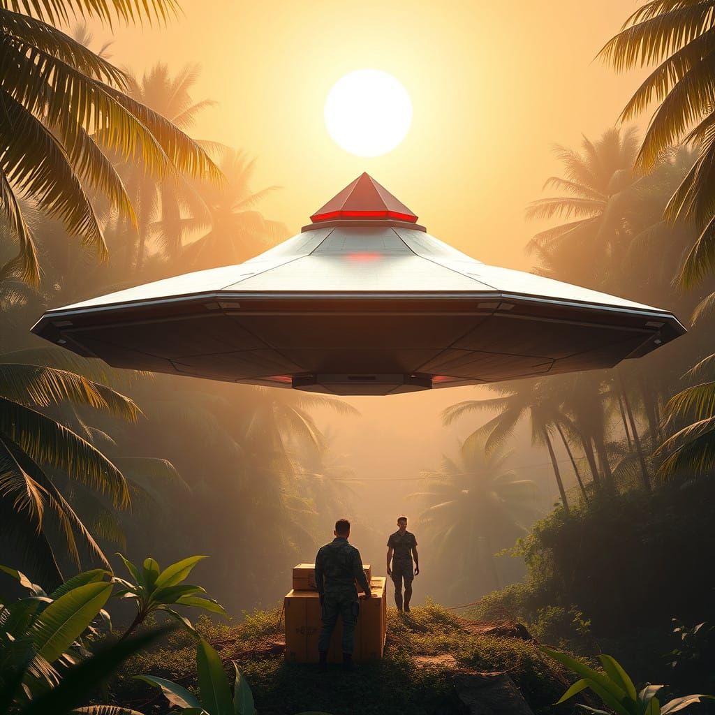 Futuristic Flying Saucer Hovers Above Indonesian Jungle