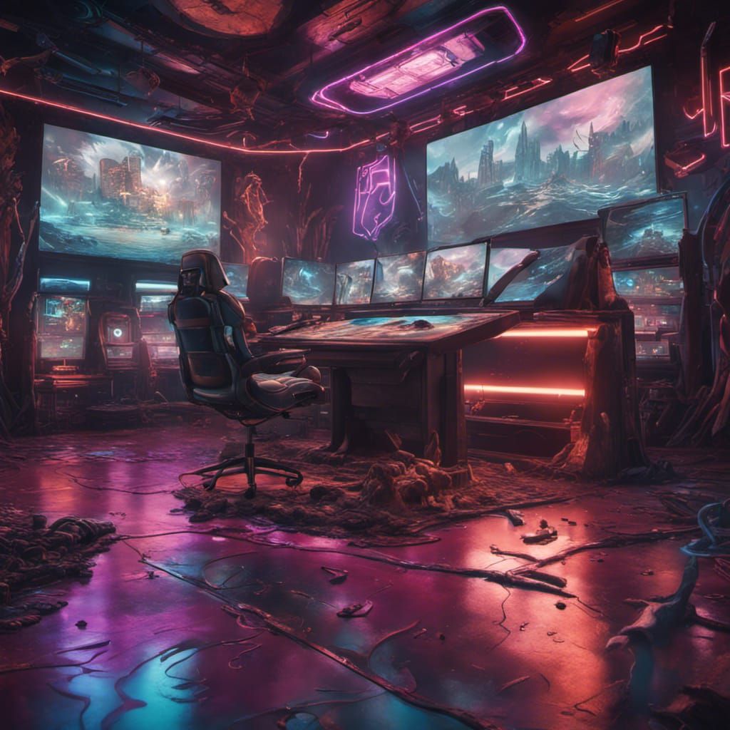 Surreal Cyberpunk Esports Arena in Salvador Dali Style