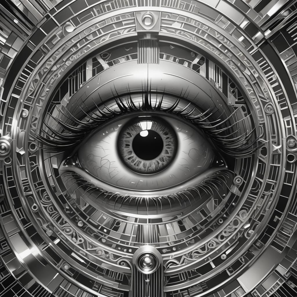 Monochromatic Art Deco Eye with Infinite Eyelashes