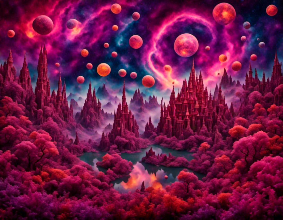 Psychedelic Dreamworld with Surreal Orbs