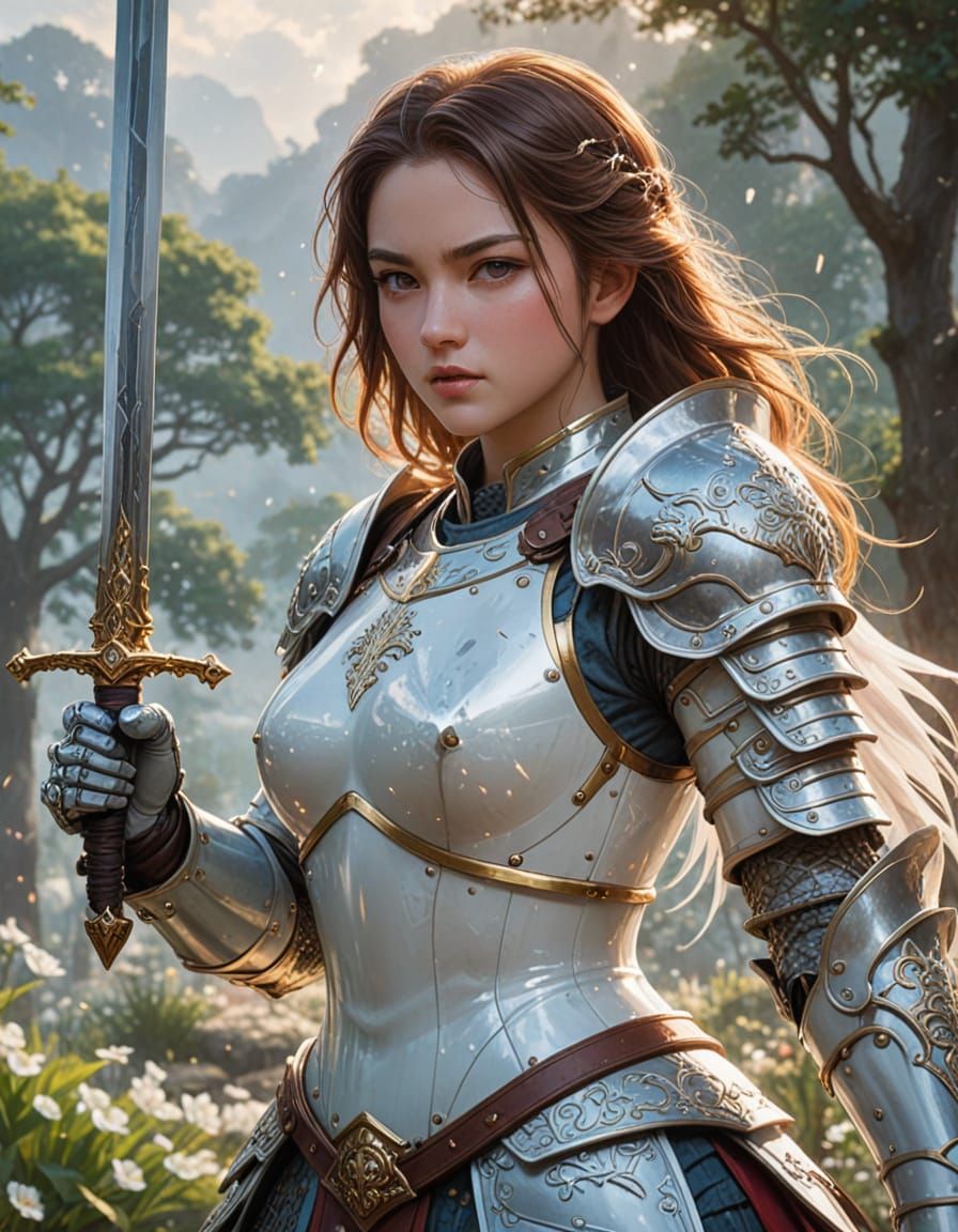Ethereal Fantasy Knight in White Armor