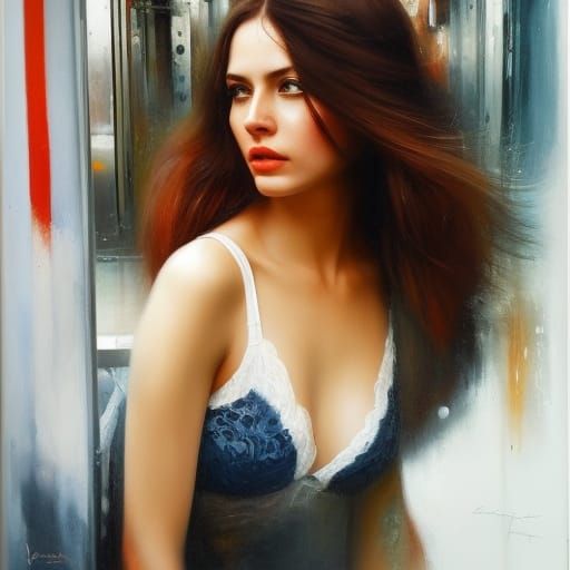 Girl in Subway: Stylized Digital Art Portrait
