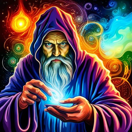 Hyperdetailed Wizard Conjuring Spell, Digital Art