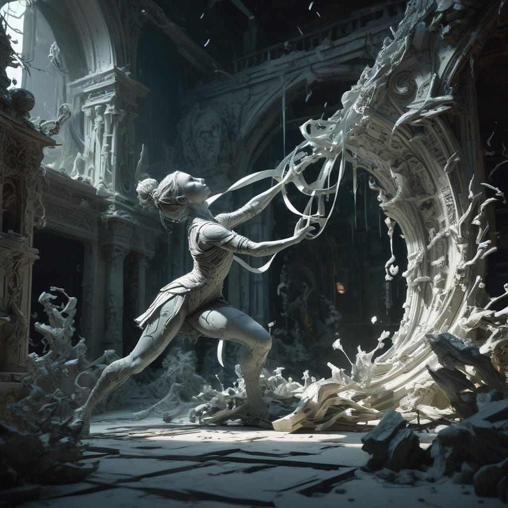 Sculptor Creates Dynamic Artwork with Dancer and Ribbon