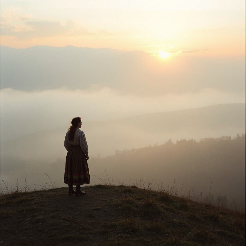 Misty Dawn Over Occitania Hills: Cinematic Landscape
