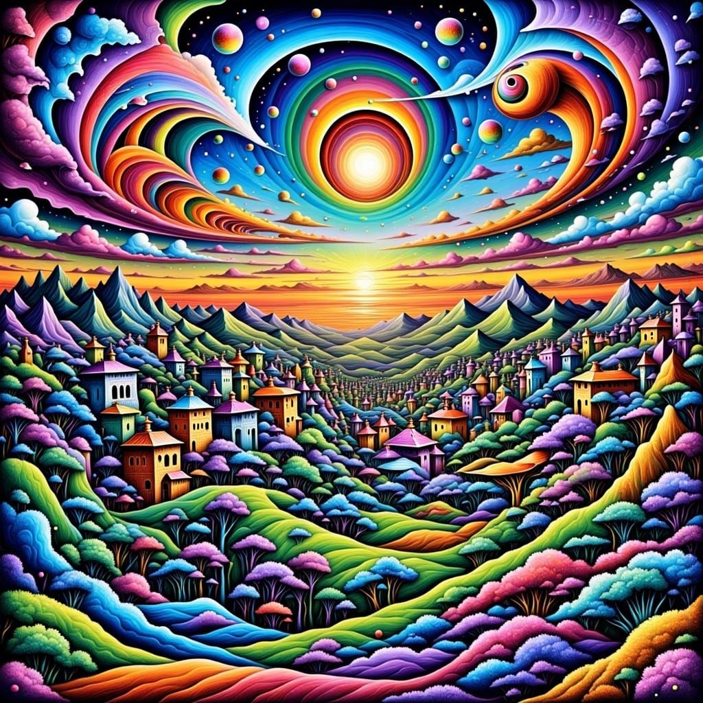 Surreal Fractal Metropolis in Vibrant Digital Dreamscape