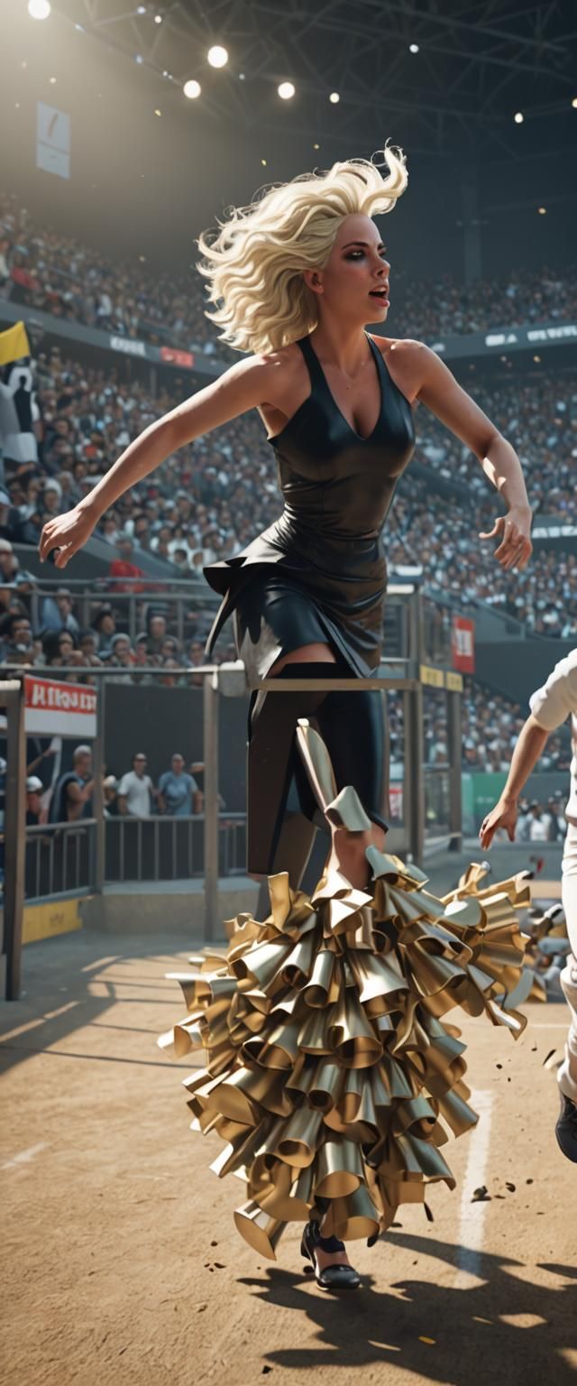 Mona Lisa and Lady Gaga Run in Arena