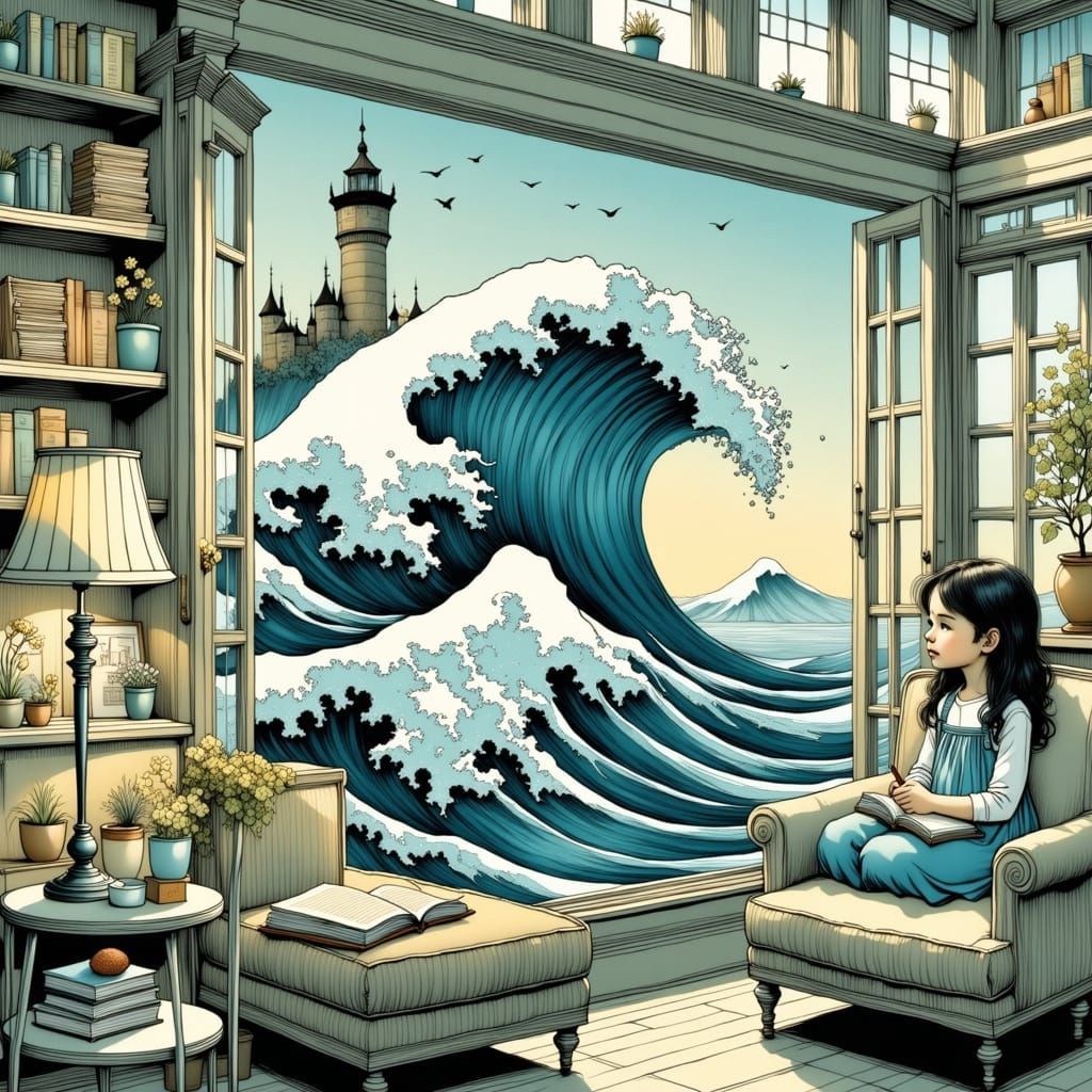 Girl Watches Colossal Wave Enter Living Room