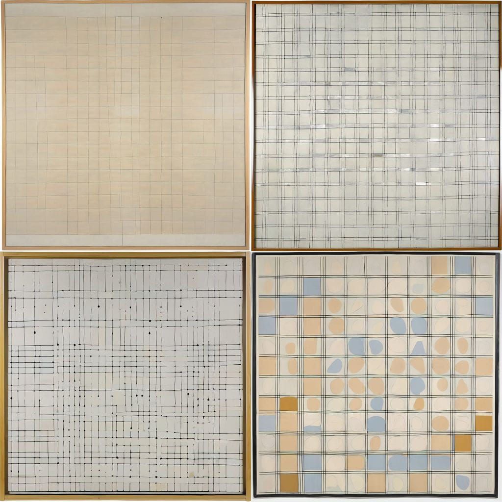 Minimalist Grid Art in Soft Pastel Hues
