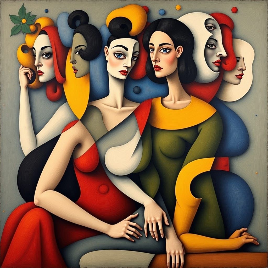 Cubist Portrait of Woman in Picasso Style