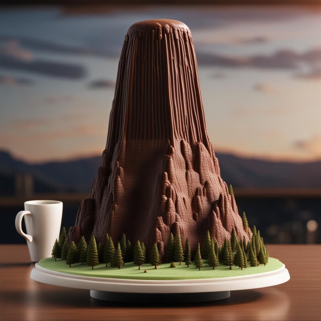 Hyperrealistic Chocolate Devil's Tower Cake Masterpiece