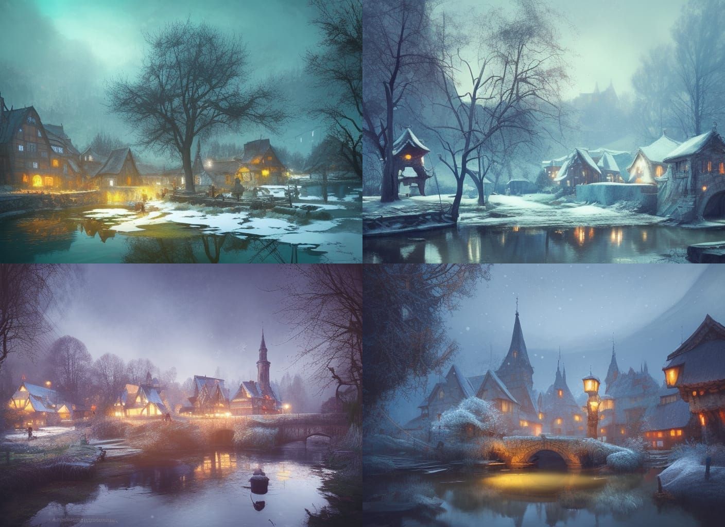 Winter Village: Academic Art Cartoon