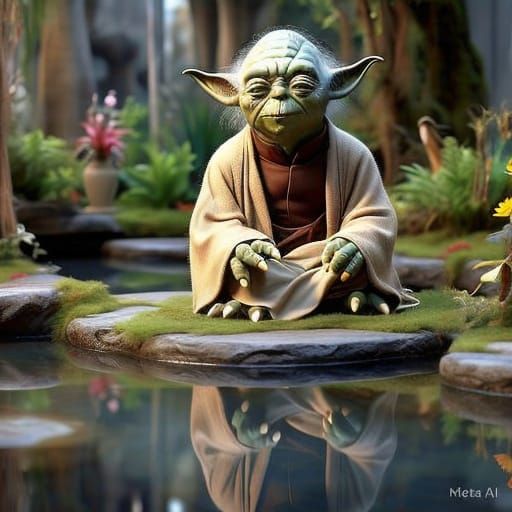 Meditative Yoda in Reflection