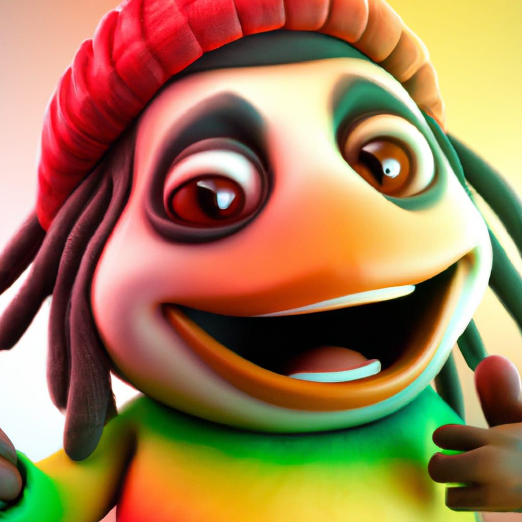Funny Rasta Penguin in Bright 3D Style