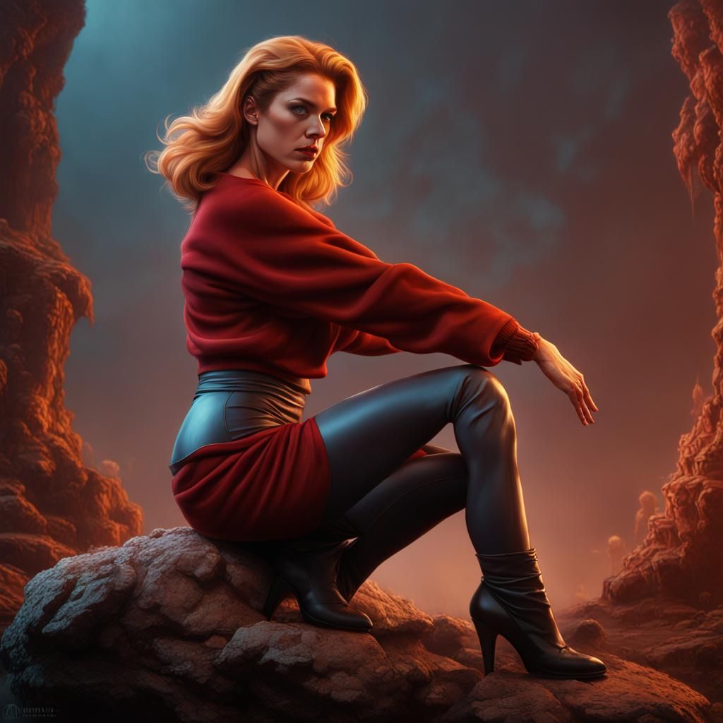 Amy Adams Pinup in Fighting Pose, Fantasy Concept Art