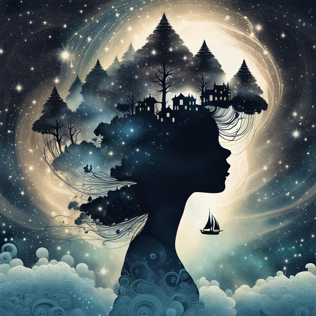 Celestial Waterfall: Dreamlike Surrealism in Digital Art