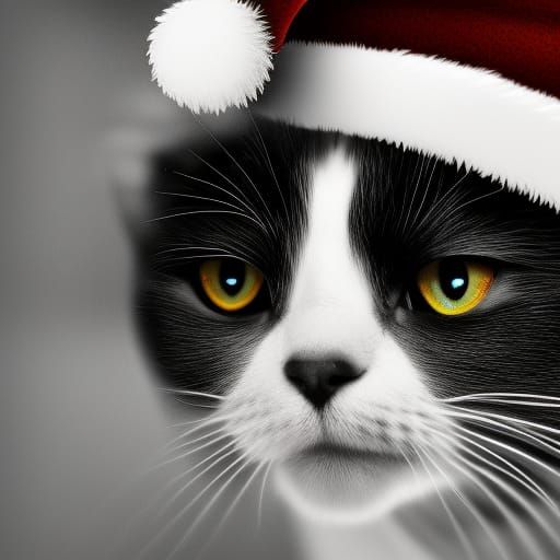 Cat wearing a Santa hat