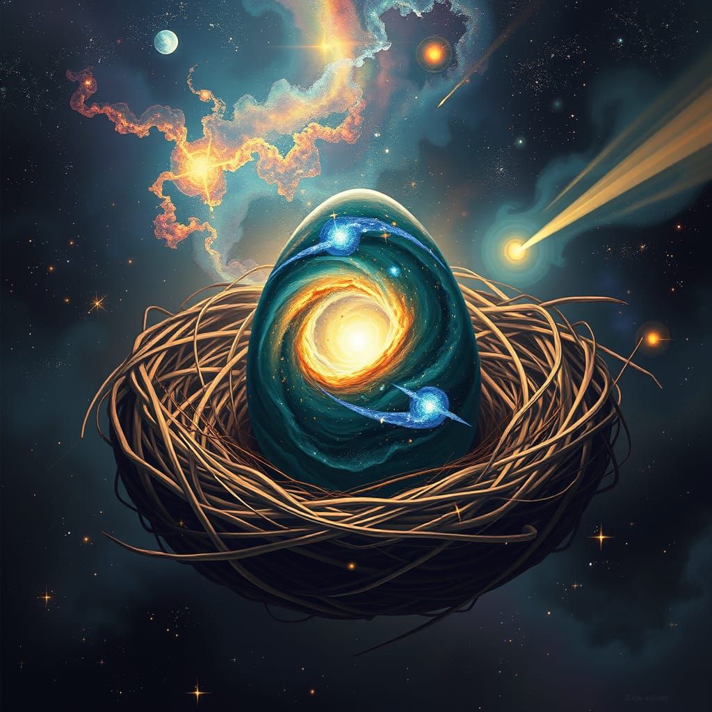 Cosmic Egg Nestled in Stardust Galaxy