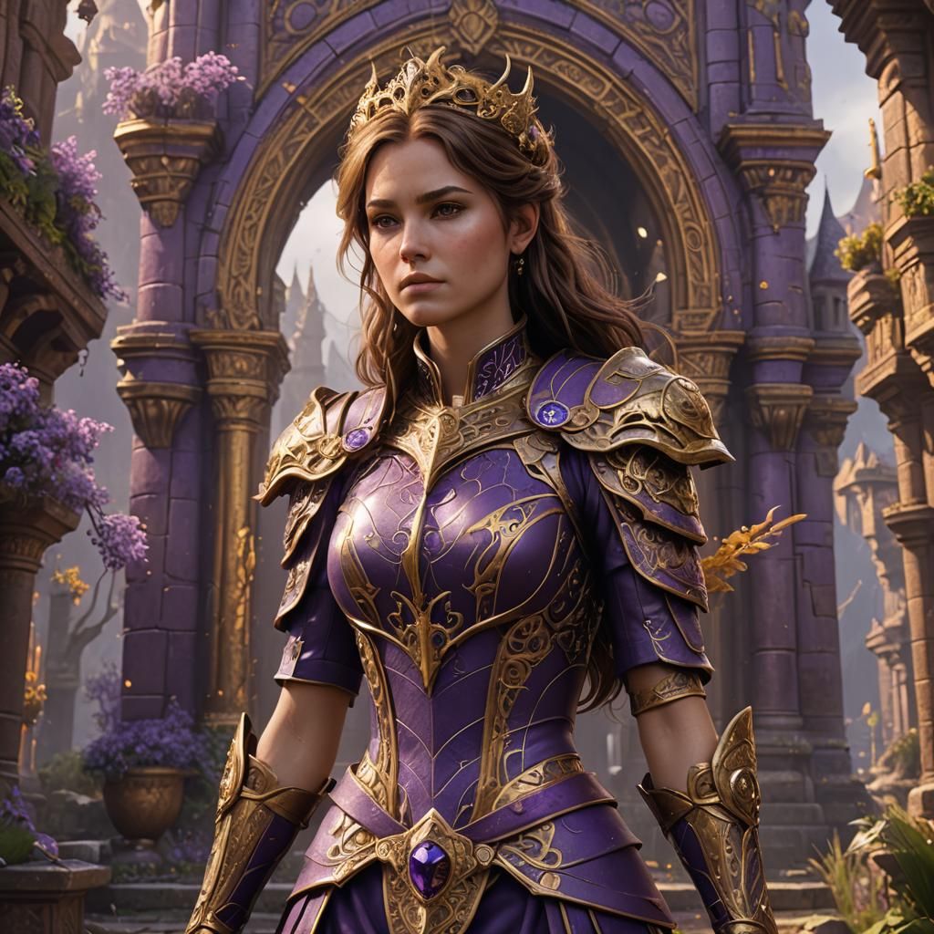 Woman in Purple and Gold: Detailed Matte Painting