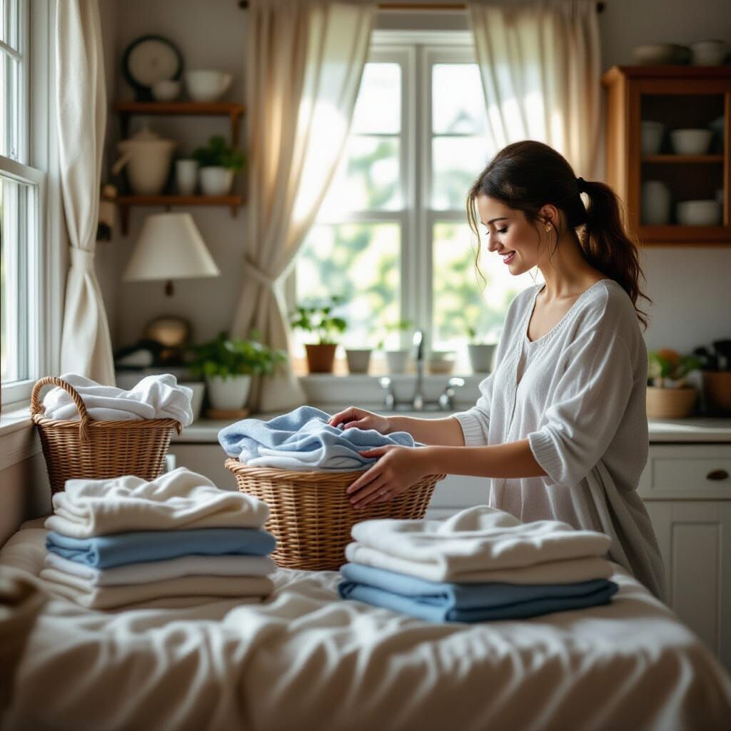 Magical Laundry Folding in Cinematic Film Style