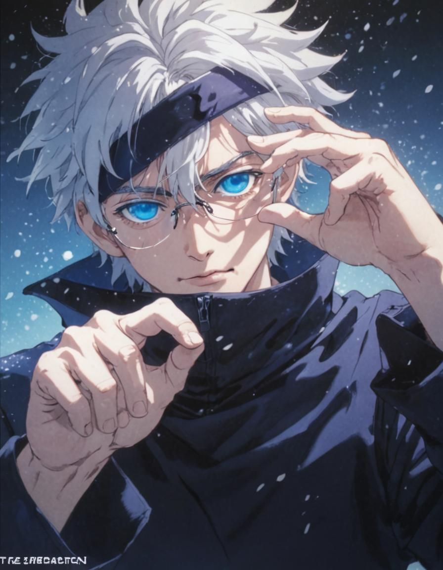 Character with White Hair and Vibrant Blue Eyes